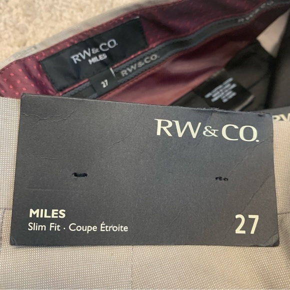 RW&CO men’s tan beige Miles Slim Fit pants Sz 27 NWT - Picture 6 of 11